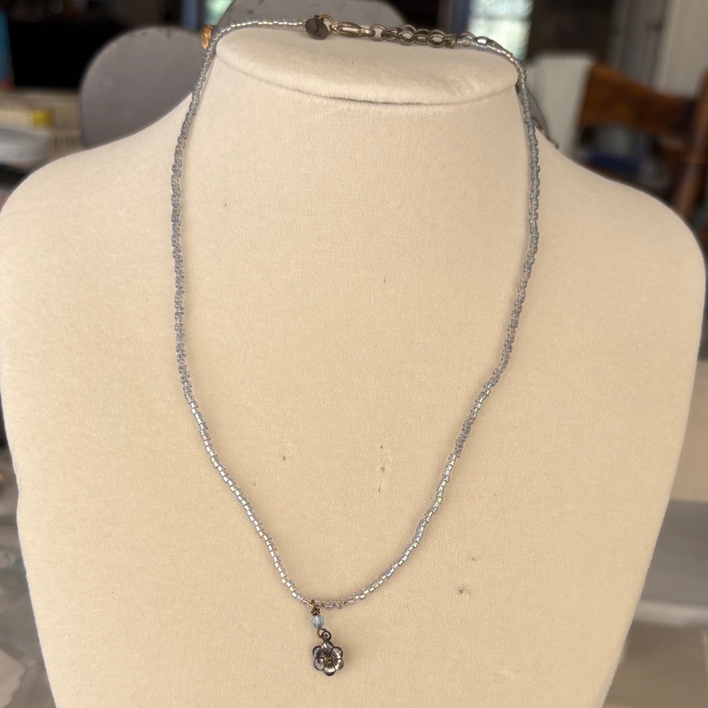 Bonnie Jean Silver Necklace With Floral Pendant 5$